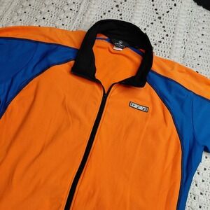 Canari Long Sleeve Cycling Jersey Mens M Solar‎ Orange Blue Water Pockets Bike